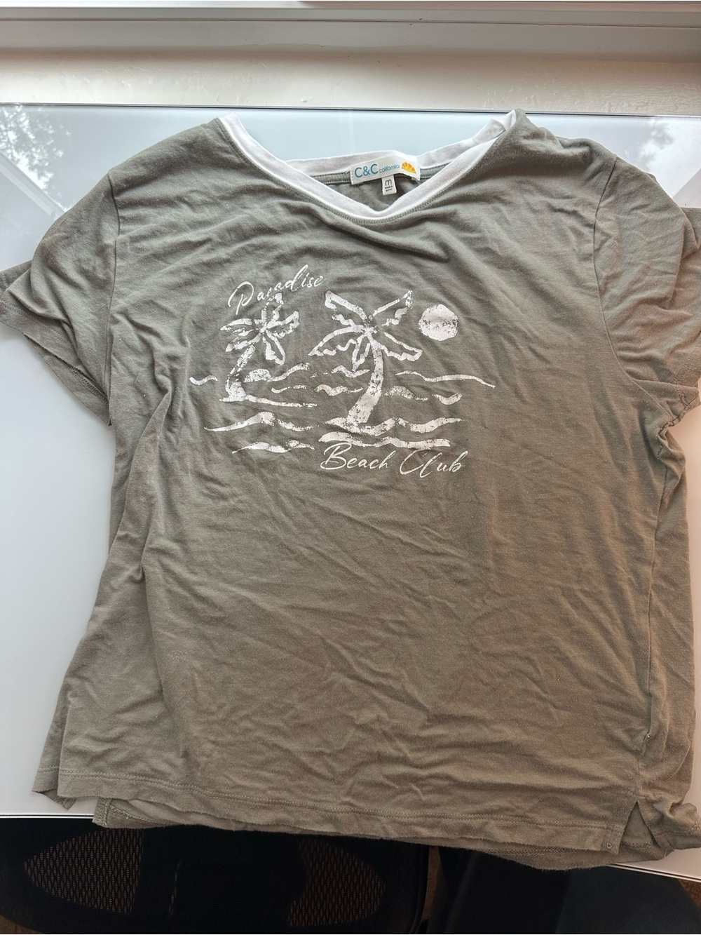 C&C California Olive Green Paradise Beach Club Tee size medium